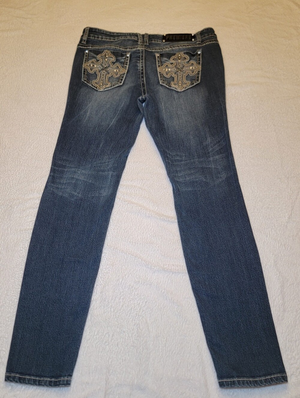 Premiere by Rue21 Y2K Embellished Cross Skinny Jeans - Size 11/12